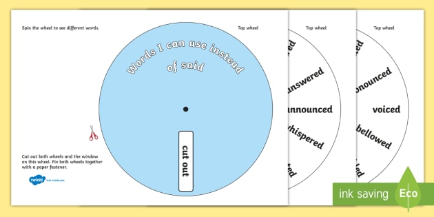 Words I Can Use Instead Of Said Wheels Teacher Made