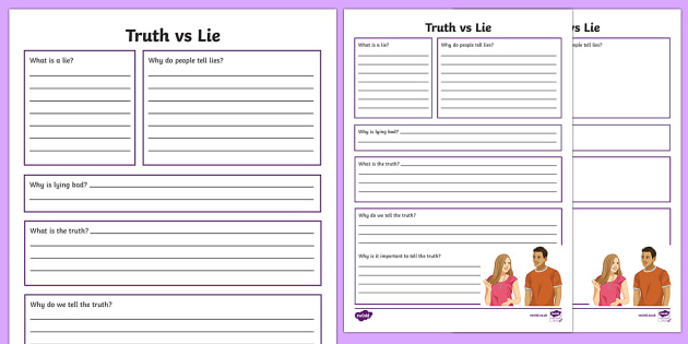 truth vs lie writing worksheet worksheet teacher made