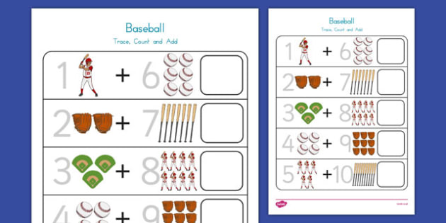 baseball trace count and add activity teacher made