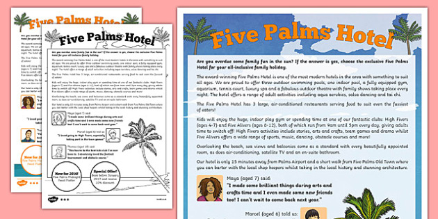 Persuasive Hotel Advert - Writing a Travel Brochure - KS2