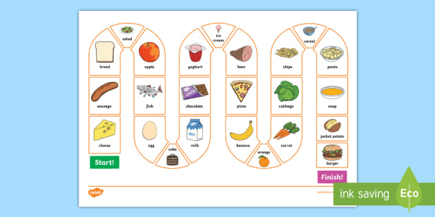 ESL Food Board Game ESL Food Preference Activity
