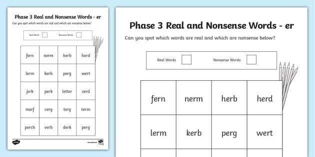 phase 3 er color by phoneme real and nonsense words worksheet worksheet