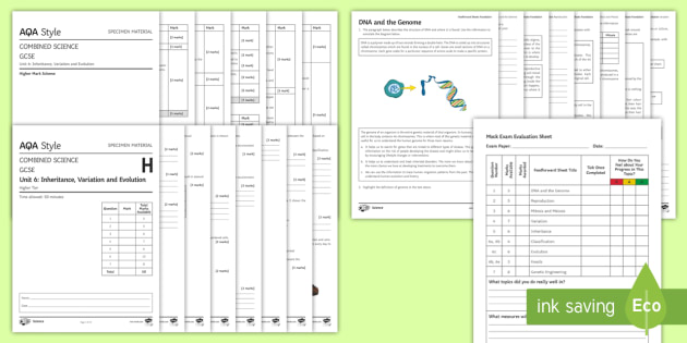 AQA Biology Inheritance, Variation and Evolution (Combined) Higher Assessment Pack