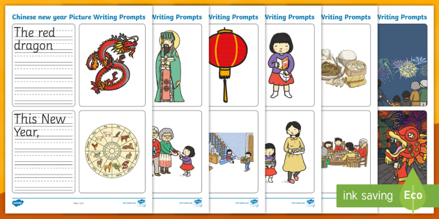 Chinese New Year Simple Sentence Writing Prompt Pictures Activity