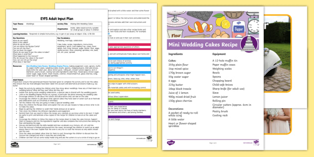 Eyfs Making Mini Wedding Cakes Adult Input Plan And Resource Pack