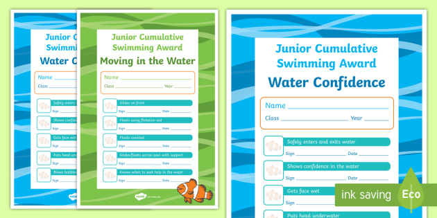 Junior Cumulative Swimming Certificates (teacher Made)