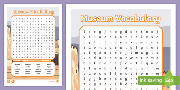 Museums Vocabulary Word Search (teacher made)