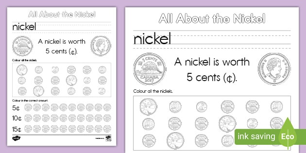 free all about the nickel activity worksheet math resourcesfree all