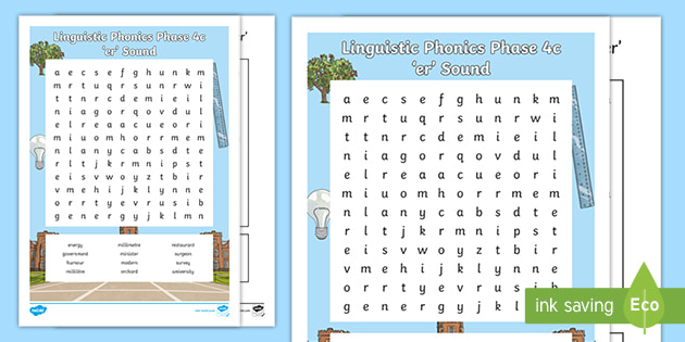 Linguistic Phonics Phase 4c 'er' Sound Word Search