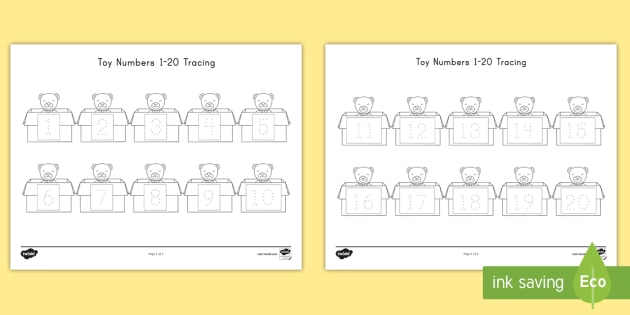 worksheets tracing numbers 1 20