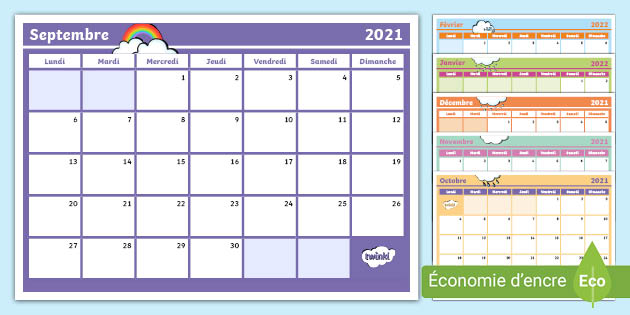 Calendrier mensuel illustré 2021-2022 (teacher made)