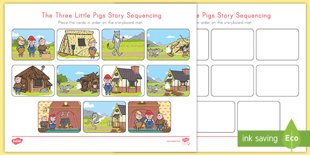 The Three Little Pigs Story Sequencing Graphic Organizer