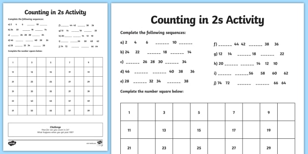 Counting in Twos Worksheet Maths Resource Twinkl