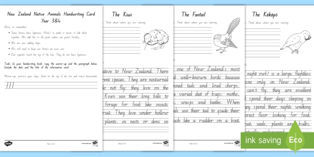 nz animal handwriting examples to copy twinkl