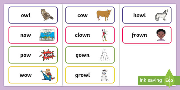 Ow Words - Sounds Cards - Primary Education Phonics Resources