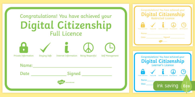 Digital Citizenship Certificates (teacher made) - Twinkl