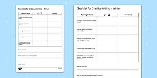 writing prompts winter checklist