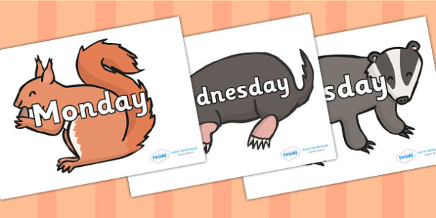 Free Days Of The Week On Woodland Animals Days Of The Week