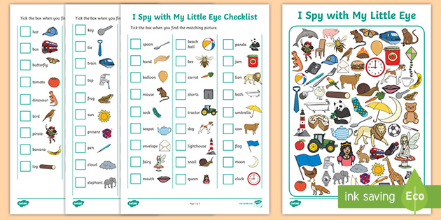 I Spy With My Little Eye Educational Game Worksheet