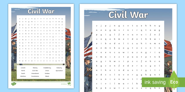 civil war word search united states history abolition north and south