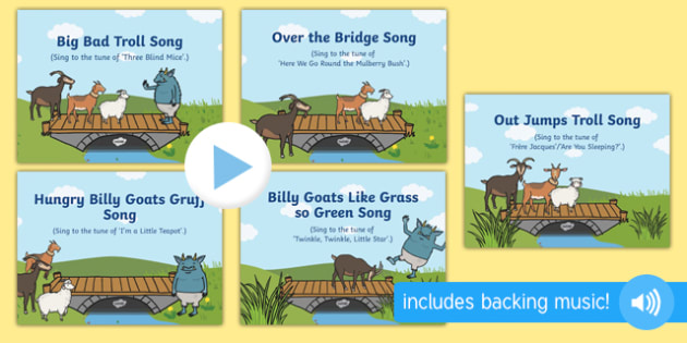 The Three Billy Goats Gruff Songs and Rhymes PowerPoints Pack