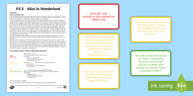 Point Evidence Explanation Activity Alice In Wonderland