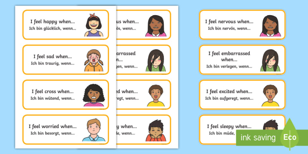 Feelings Sentence Starter Cards English/German