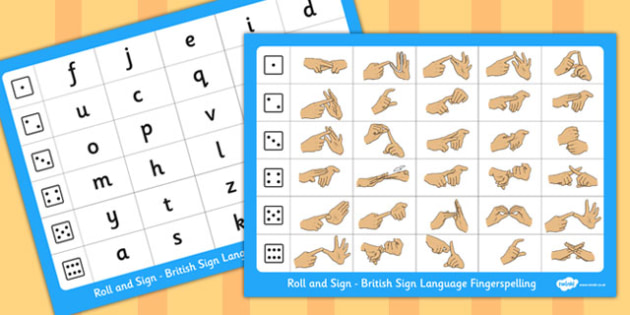 Roll And Sign British Sign Language Fingerspelling