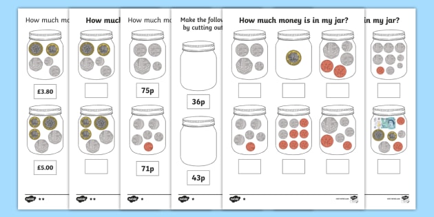 how-much-money-is-in-my-jar-british-money-differentiated-worksheet