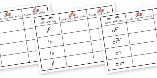 High Frequency Words Writing Practice Worksheets