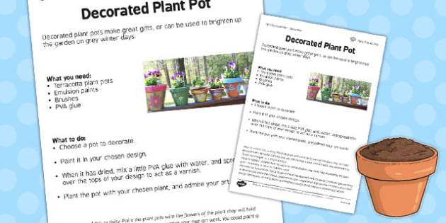 Decorate a Pot Worksheet (teacher made) - Twinkl