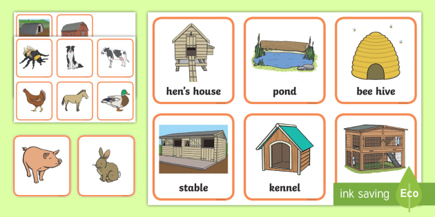 Farm Animals and their Homes Matching Game (teacher made)