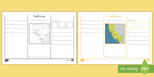 California Tri-Fold Worksheet / Activity Sheet - california