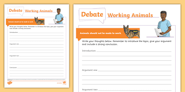 Working Animals Debate Writing Frame