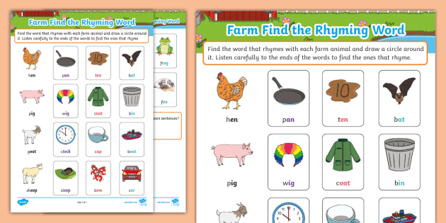 Frame Rhyming Words Rhyming Words Listen