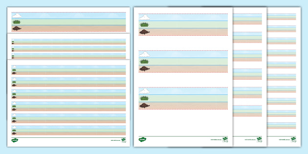 Dotted Line Writing Paper (Ground, Grass and Sky)