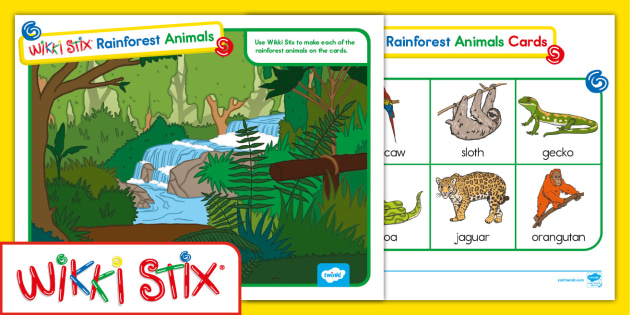 FREE Wikki Stix Rainforest Animals Activity Mat - Twinkl