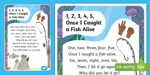 One Two Three Four Five Once I Caught A Fish Alive, Kids Video Song with  FREE Lyrics & Activities!