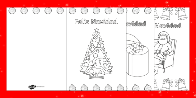 Tarjetas de Navidad para colorear (teacher made) - Twinkl