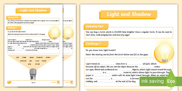 Light And Shadow Worksheet (teacher Made)