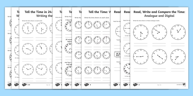 time worksheets differentiated maths resource pack y 1 4