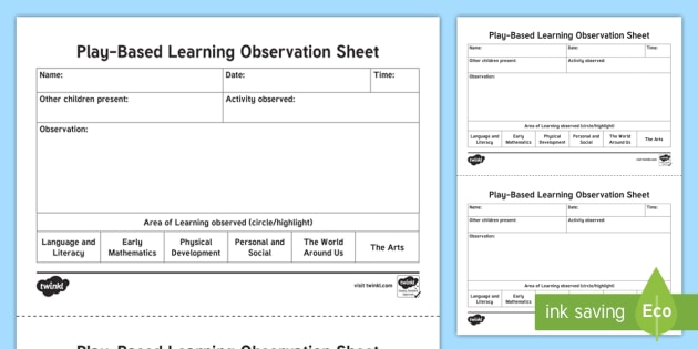 Play Based Learning Observation Template