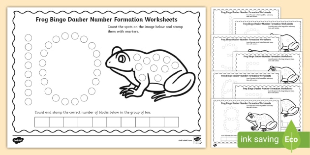 FREE! - Frog Bingo Dauber Number Formation Worksheets