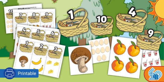 Going on a Picnic - Number Matching Game for Counting to 10