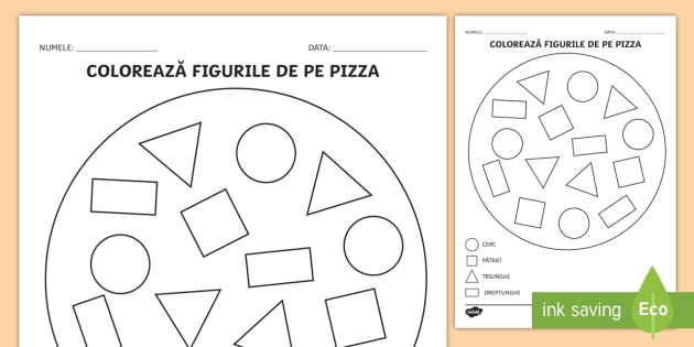 Colorează Pizza După Codul Figurilor Activitate