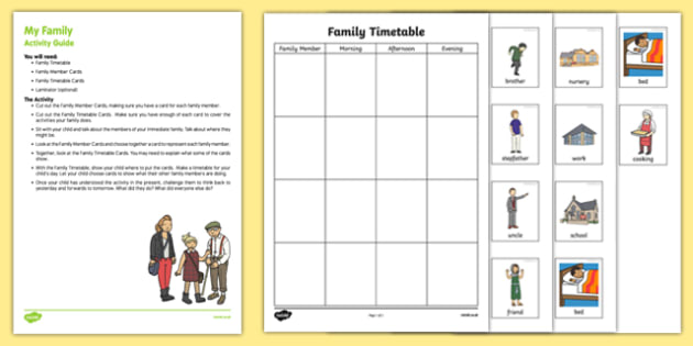 My Family Timetable Busy Bag Resource Pack for Parents