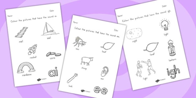 Digraph Colouring Worksheets