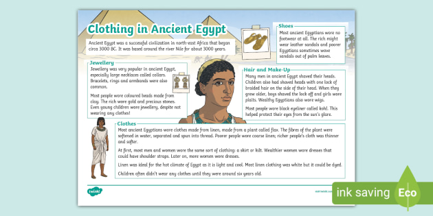 KS2 Ancient Egyptian Clothing Fact File Twinkl