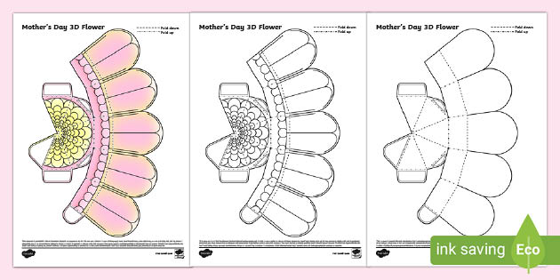 Flowers Set of 3 Paper Art Craft For Preschool, Toddler, Child Homeschool,  Daycare, Spring Bulletin Board