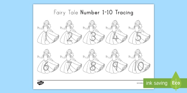 fairy tale numbers 1 10 tracing worksheet worksheet